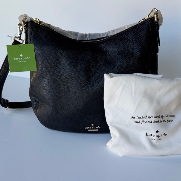 Kate Spade Jackson Street Mylie Black Pebbled Leather Hobo Crossbody Bag - Picture 15 of 16